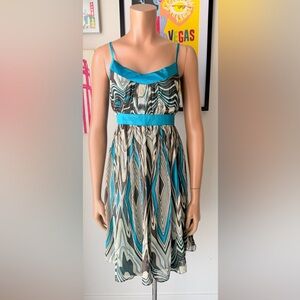 Verty Teal and Black Geometric Mini Dress